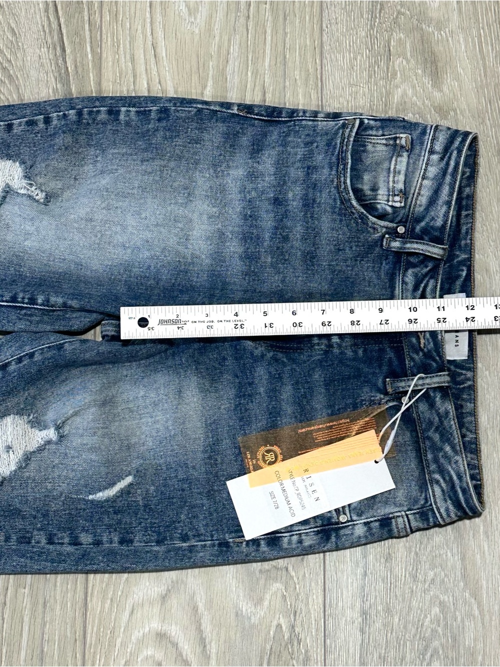 Risen NWT High Rise Distressed Flare Jeans Women’s 7/28 Medium Wash - Picture 8 of 10